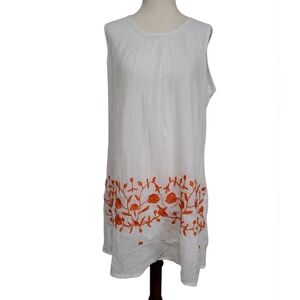 A La Tzarina Sleeveless Swim Cover-up ,Sundress with Orange Floral Embroidery
